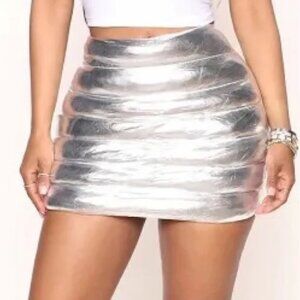 Metallic Bubble Mini Skirt